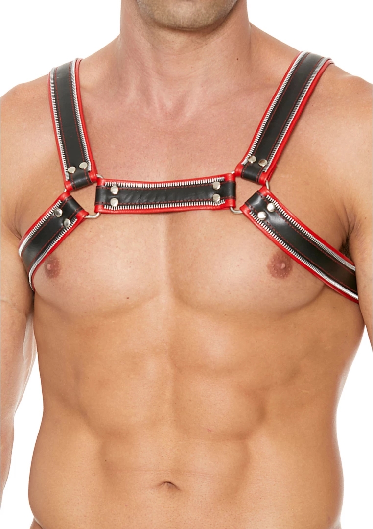 Ouch! Chest Bulldog L/XL uprząż skórzana, regulowana, stalowe detale, naturalna skóra