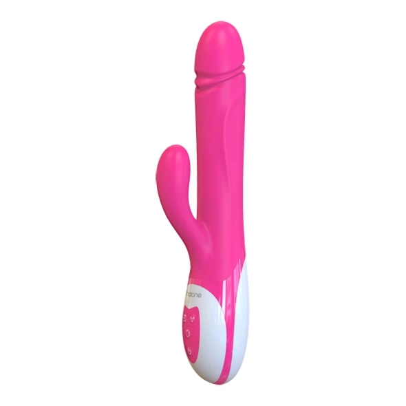 Nalone Wave silikonowy masażer z podwójnym napędem, wodoodporny, 26 cm, fioletowy