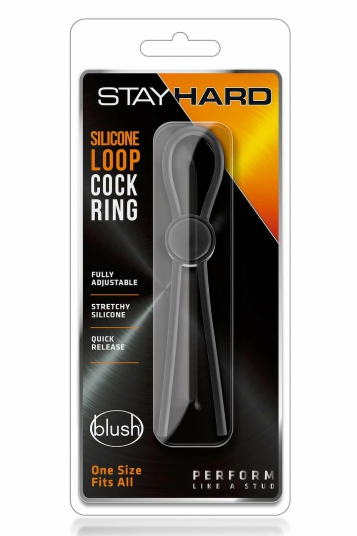 STAY HARD Silicone Loop – regulowany pierścień silikonowy typu lasso, czarny
