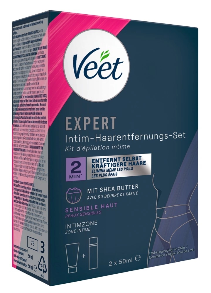 Veet EXPERT Zestaw do pielęgnacji intymnej z kremem i pianką, 2x50ml