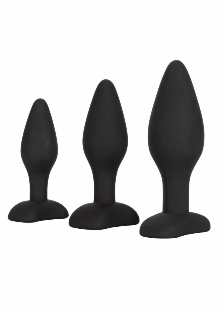 CalExotics Silicone Anal Exerciser Kit – zestaw 3 anatomicznych aplikatorów silikonowych, czarny