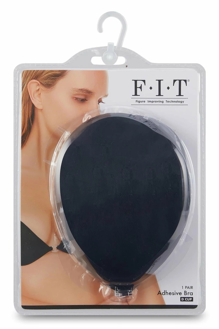 FIT CLOTH Biustonosz silikonowy samoprzylepny czarny Cup C wielorazowy, technologia FIT, bez ramiączek