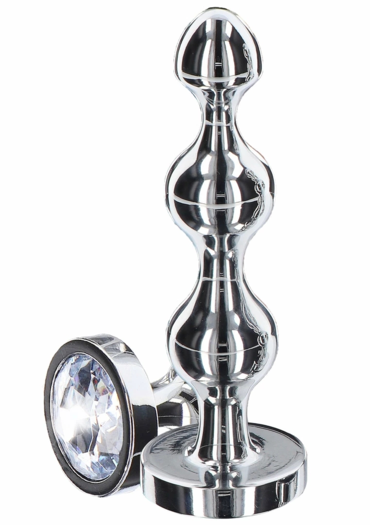 TOYJOY Diamond Star Beads Large metalowy model z kryształem, 3 kulki, srebrny
