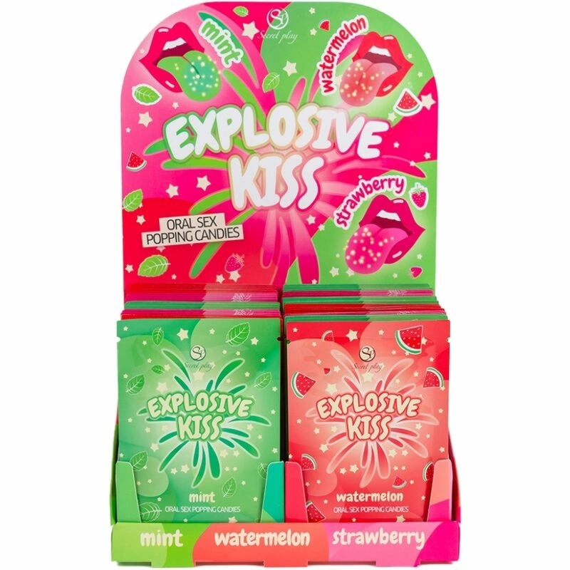 Secret Play Popping Candy Mix 48 szt. – zestaw musujących cukierkow truskawkowych, arbuzowych i miętowych