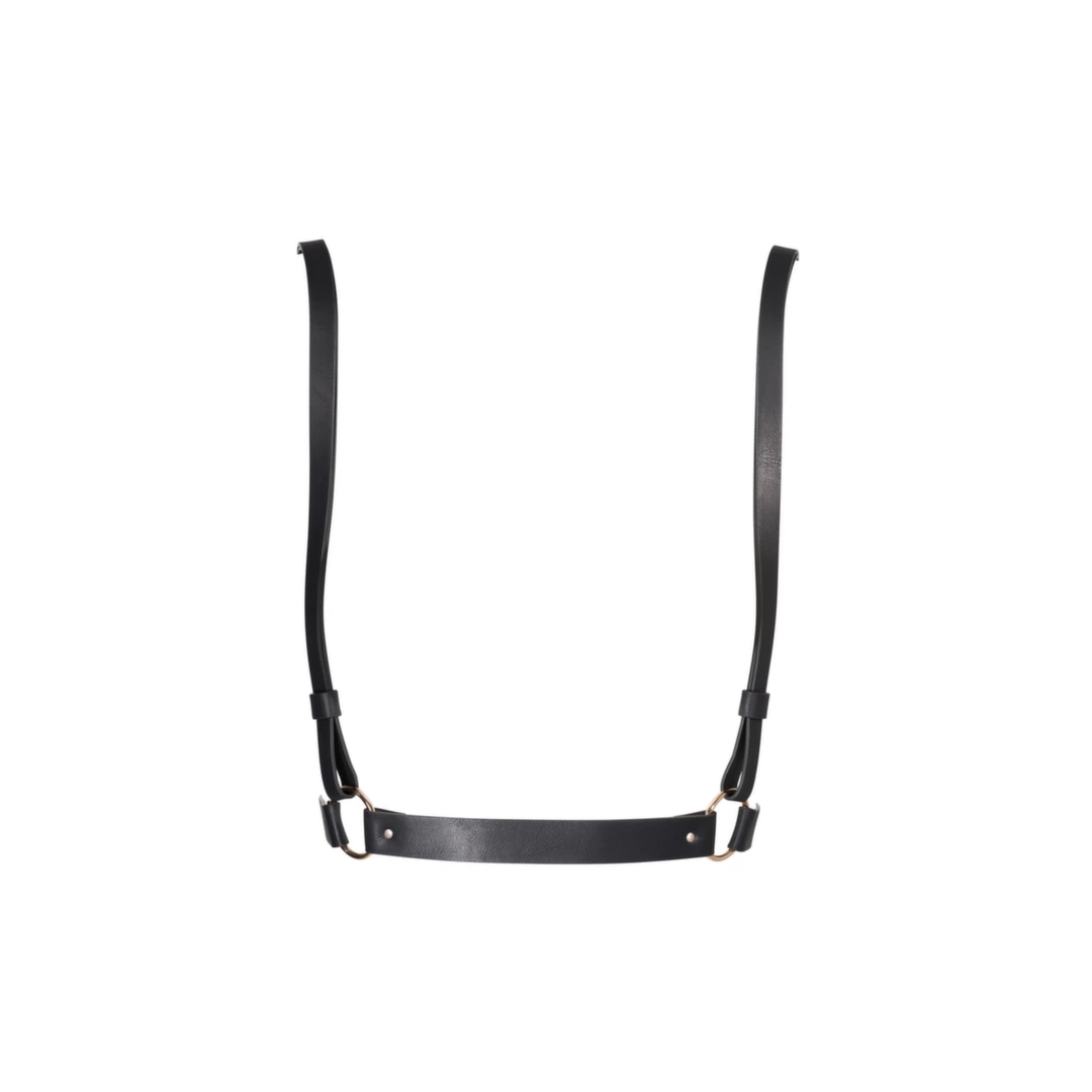 Bijoux Indiscrets Maze X Harness Black – regulowana uprząż z wegańskiej skóry, czarna, geometryczna