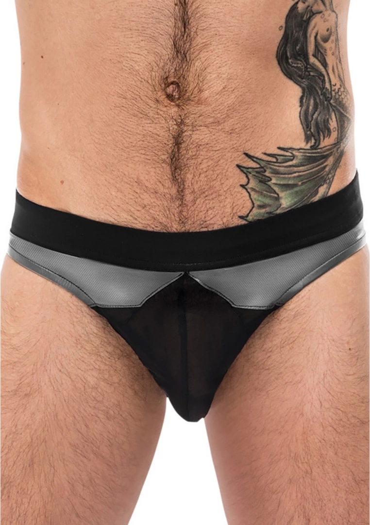 Male Power Iron Clad Bikini XL siateczka, elastyczne, czarne, niska talia, oddychające panele