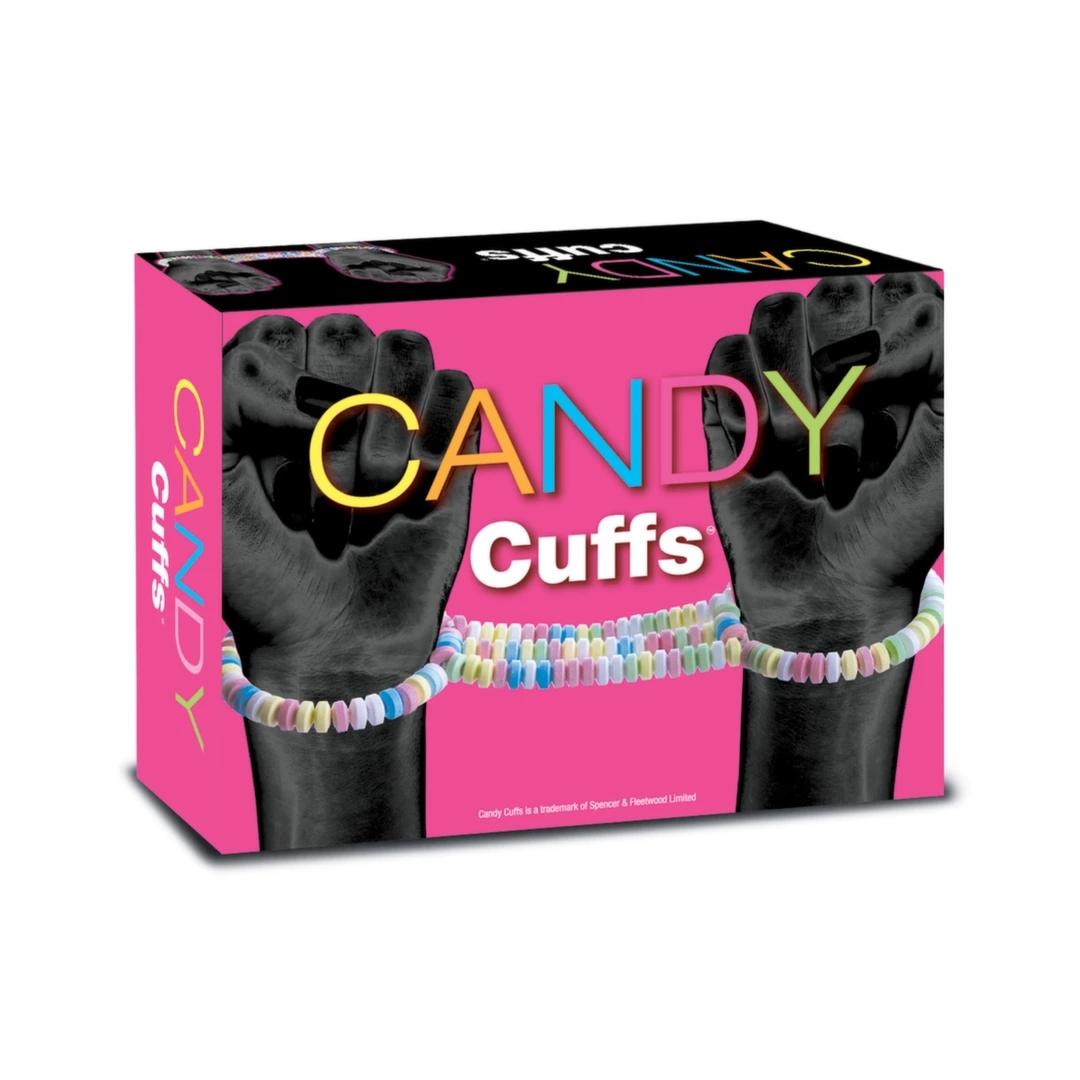 Candy Cuffs Edible – Jadalne kolorowe kajdanki na ręce 45g, Spencer & Fleetwood, imprezowy gadżet