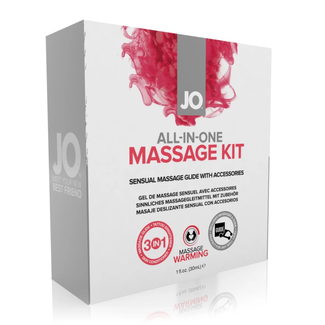 JO All-In-One Massage Gift Set – zestaw do masażu z żelem, świecą i masażerem
