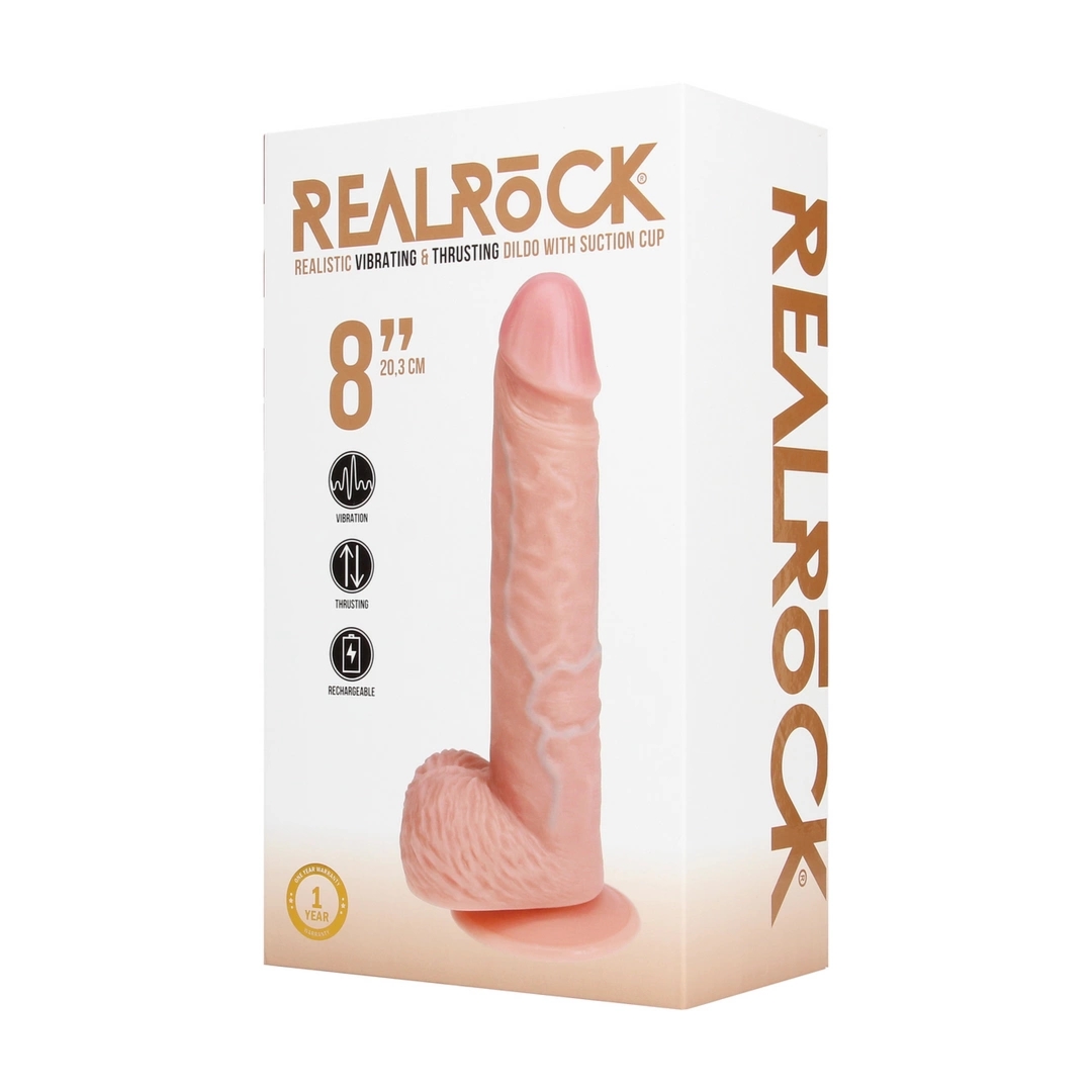 RealRock Wibrujący Model z Jądrami 20,5 cm Flesh – Anatomiczna Powierzchnia, Przyssawka