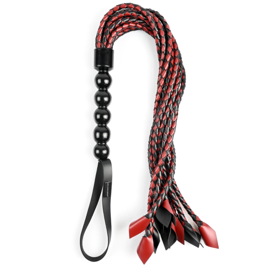 Sportsheets Saffron Braided Flogger pleciony pejcz ze sztucznej skóry 61cm – 9 pasm