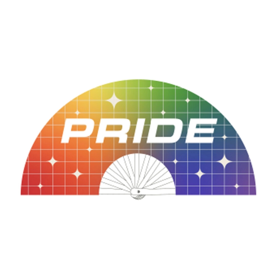 Pride Fan 64 cm – dekoracyjny wachlarz z napisem PRIDE, lekki, solidny