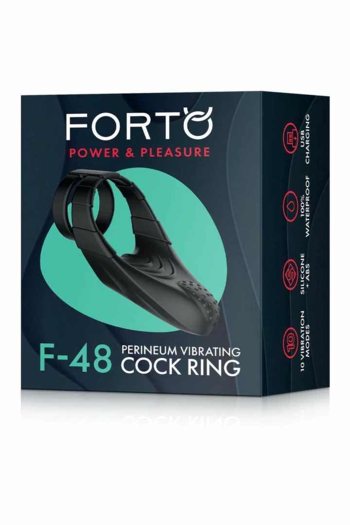 FORTO F-48 Podwójne Pierścienie Intymne z Wibracją Czarny Silikon, 10 trybów, USB