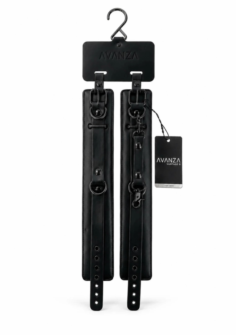 AVANZA VANTAGE 8 Precision Ankle Cuffs czarne skórzane kajdanki na kostki, miękka wyściółka