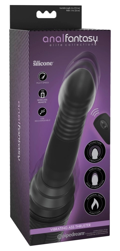 Anal Fantasy Elite Thruster czarny – wibrator z funkcją grzania, ruchem i pilotem