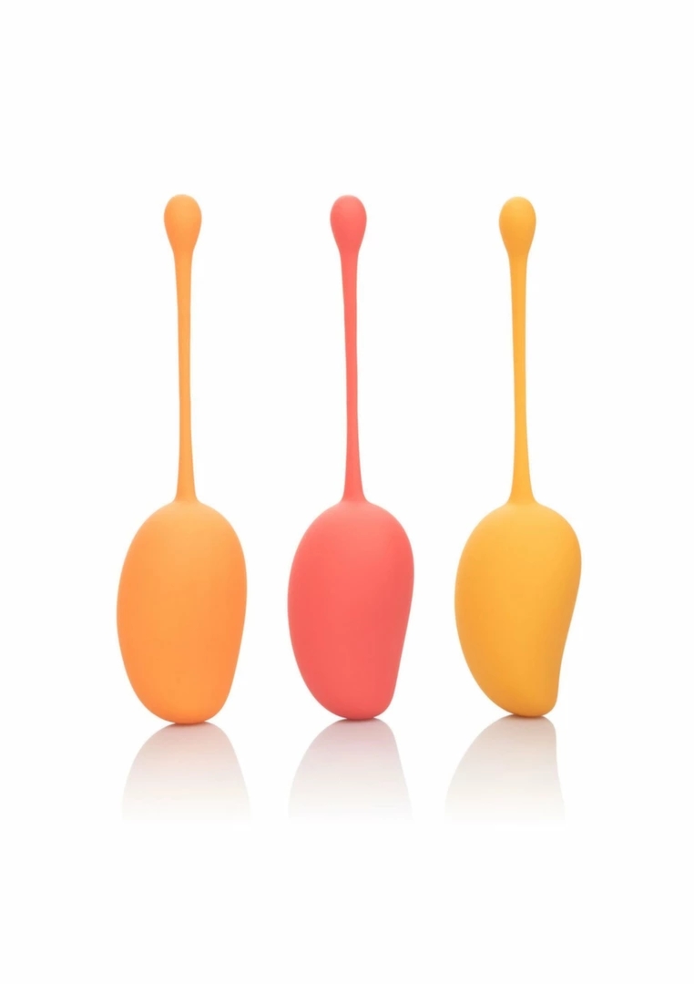 CalExotics Kegel Training Set Mango – 3-stopniowy zestaw silikonowy do ćwiczeń mięśni dna miednicy