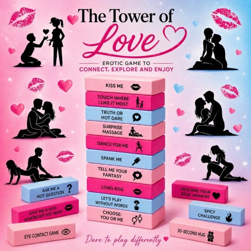 DIABLO PICANTE Love Tower gra zręcznościowa dla par, 48 elementów, angielska wersja, akcesoria