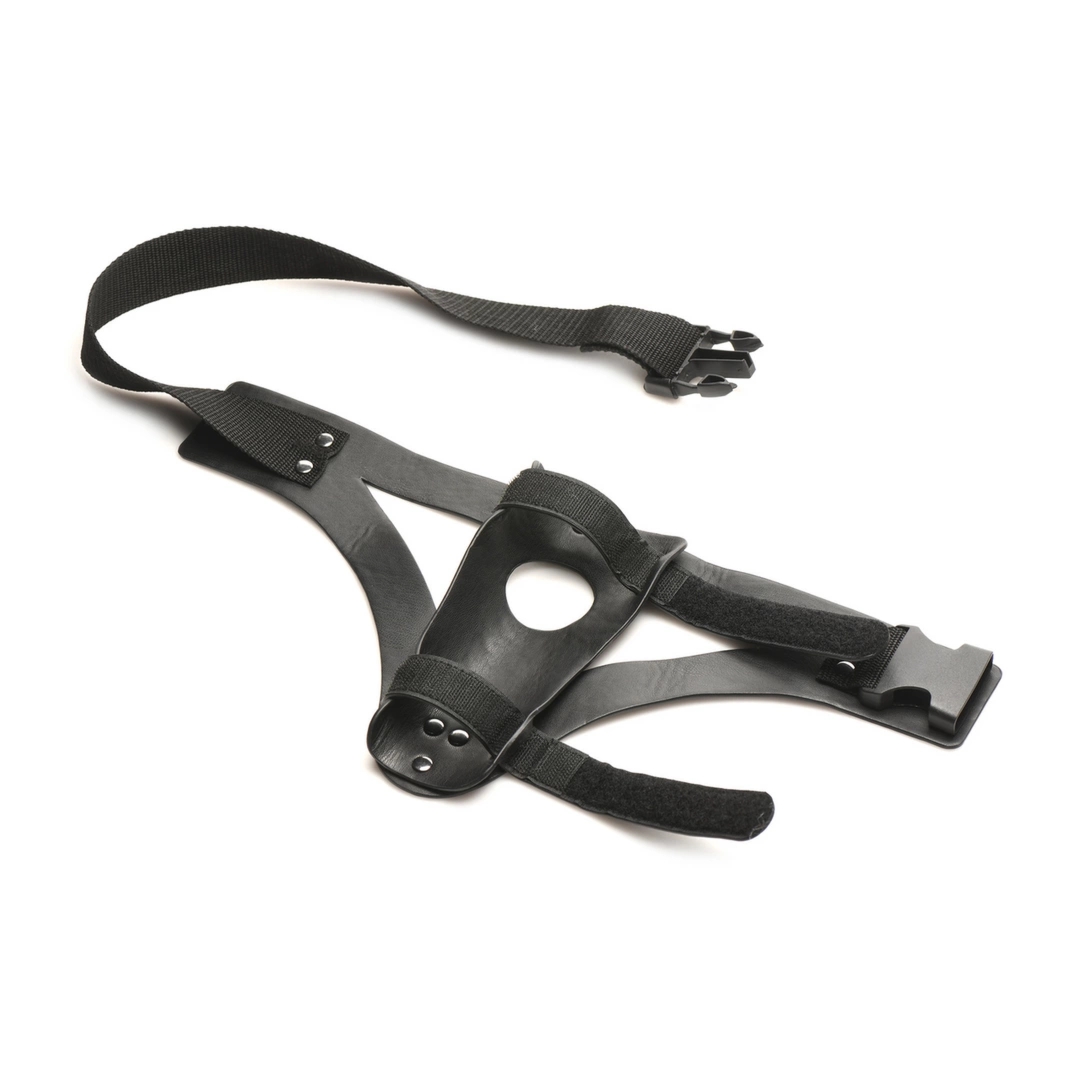 XR Brands Thunder Strap Wand – uprząż na udo z regulacją, O-ring 4 cm, czarna, paski na rzep