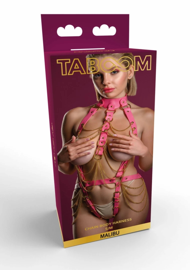 Taboom Malibu Body Harness rożowy uprząż z łańcuszkami, regulowana, vegan PU