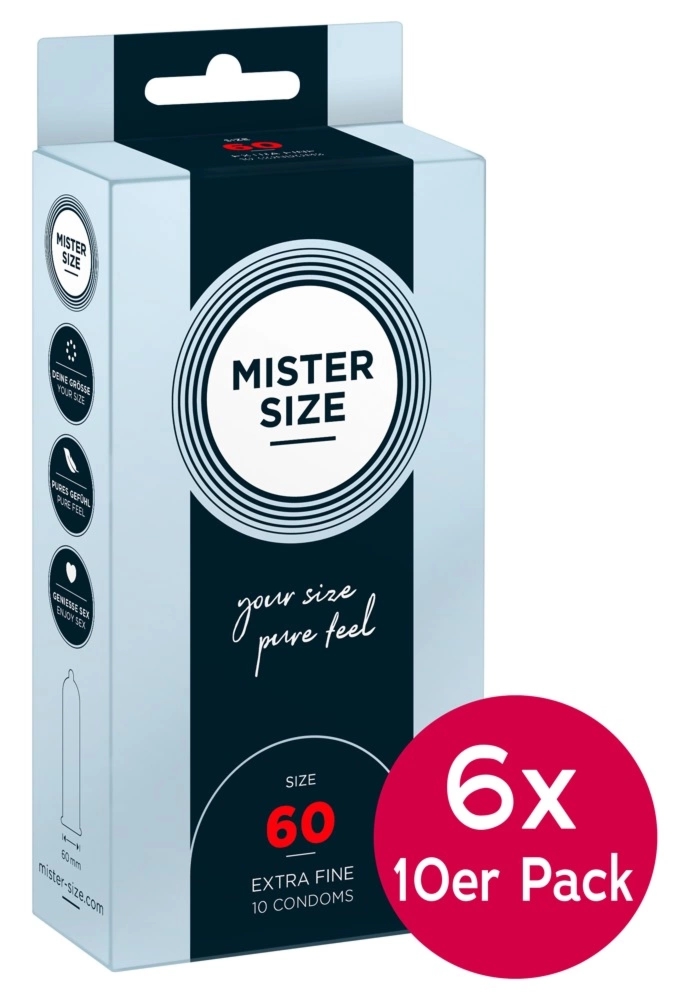 Mister Size 60mm prezerwatywy ultra cienkie 6x10 sztuk, anatomiczne, lateks