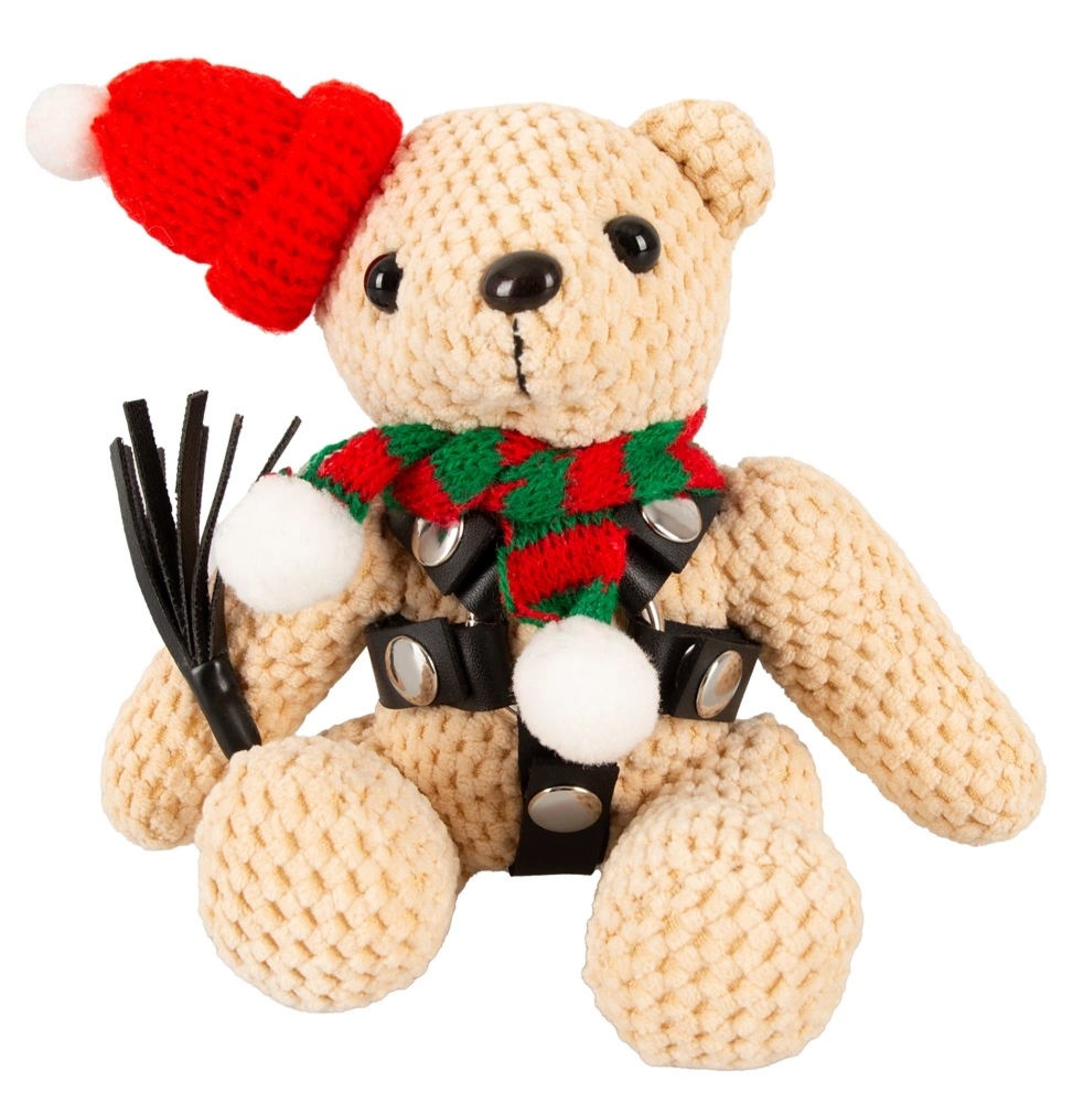 Bad Kitty Teddy Winter Edition – maskotka z uprzężą, brelok, czapka i szalik, 11 cm