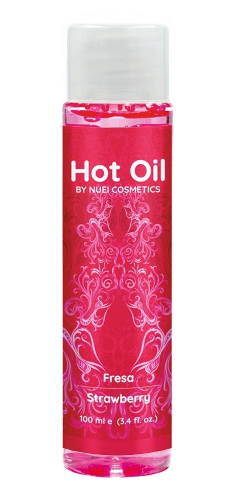 NUEI Hot Oil Strawberry – rozgrzewający olejek do masażu 100 ml, truskawkowy, wegański