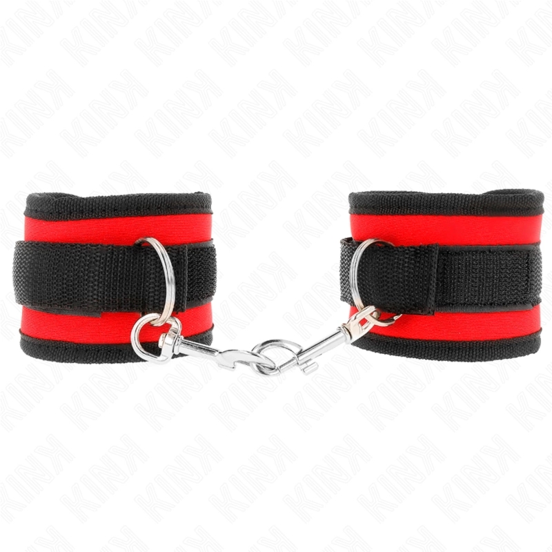 KINK Opaski na Nadgarstki Nylonowe Regulowane Czerwono-Czarne 18-35 cm z D-Ringami