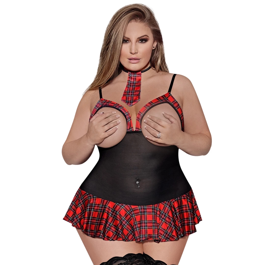 Magic Silk Dress Up Sukienka Varsity Plus Size mini halter, wiązana z krawatem, czarna