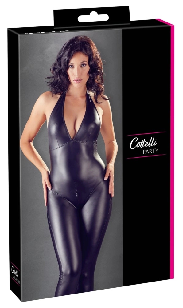 Cottelli Collection Kombinezon Party Matowy Czarny S Dwukierunkowy Zamek Dekolt