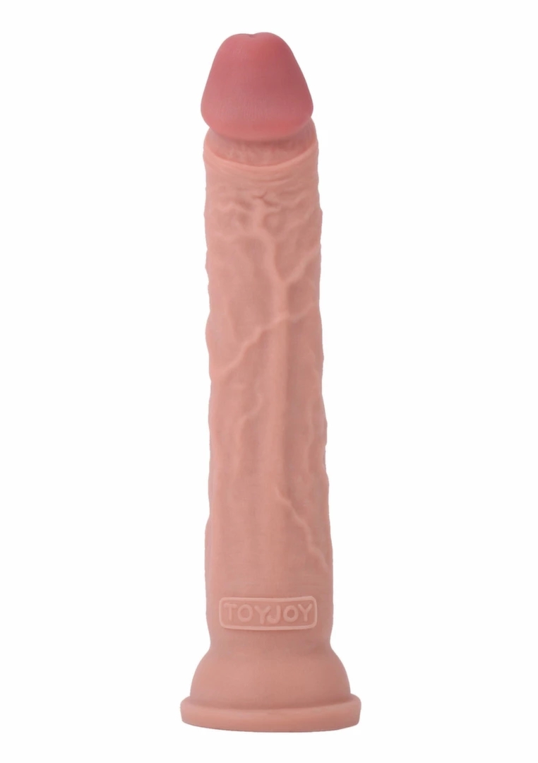TOYJOY Deluxe Dual Density Dong 30 cm TPE – beżowy model z przyssawką, dwuwarstwowa konstrukcja