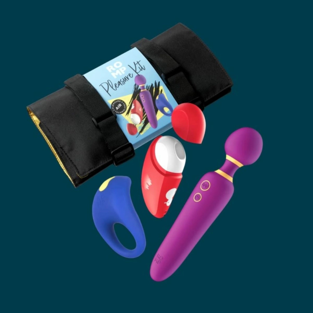 ROMP Pleasure Kit zestaw 3w1 masażerów z pokrowcem, wand, pierścień, powietrze