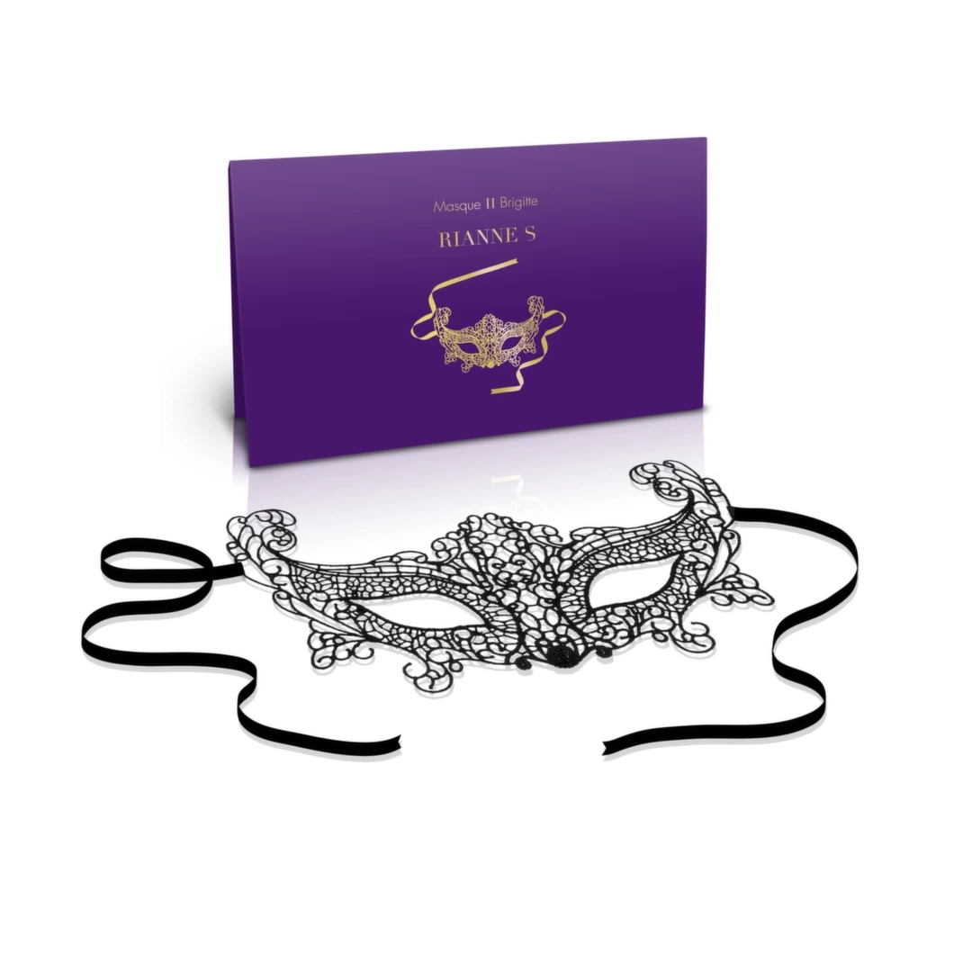 Rianne S Soiree Mask II Brigitte – czarna maska wenecka z miękkiego materiału, klasyczny design