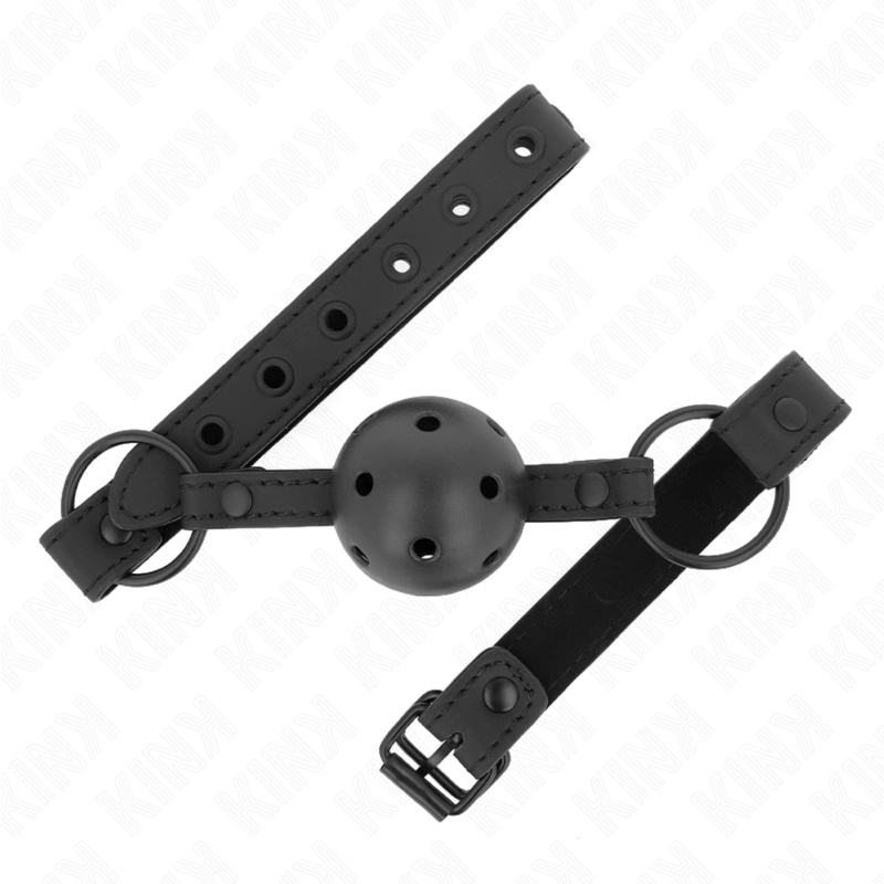 KINK Piłka neoprenowa gag 4,5 cm, regulowany pasek 41-59 cm, czarny, metalowe okucia