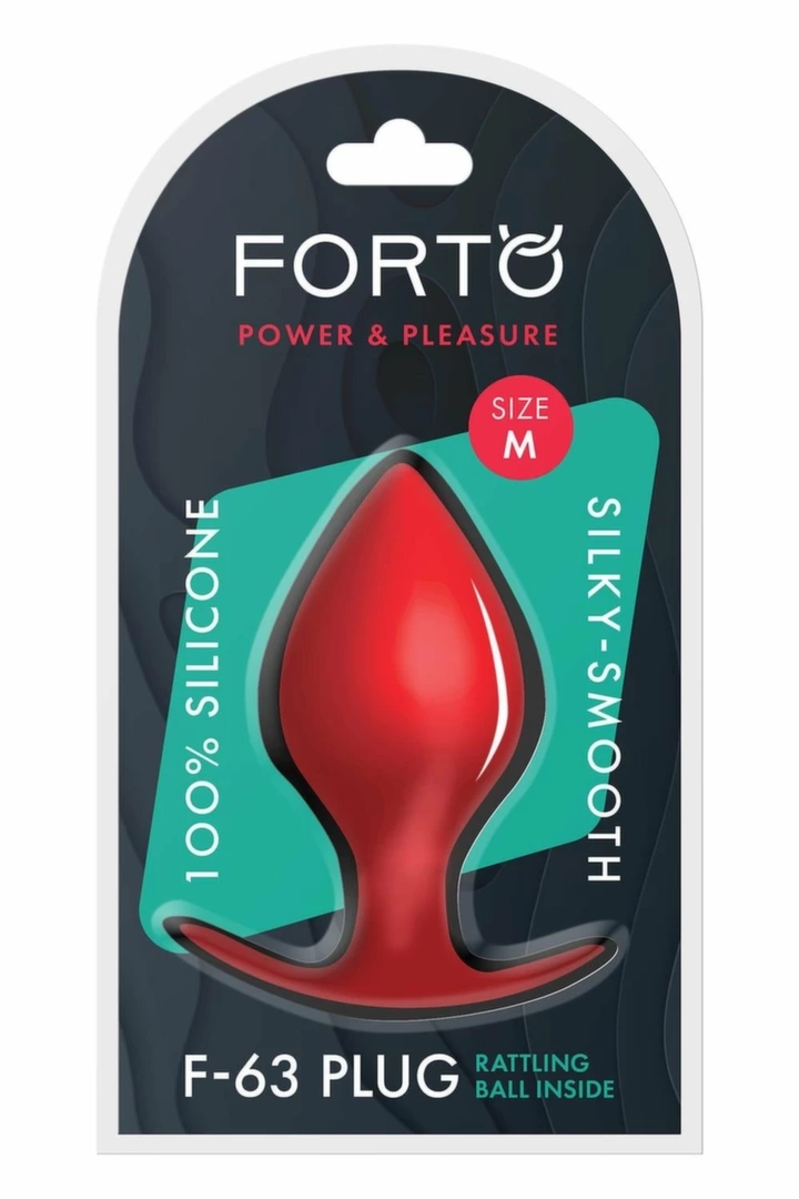 FORTO F-63 Rattler Spade Medium Red silikonowy korek intymny z kulką, średni, czerwony