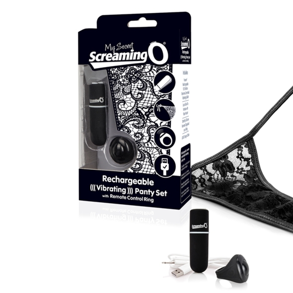 Sexshop - The Screaming O Charged Remote Control Panty Vibe  Czarny - Wibrujące majteczki ze stymulatorem - online