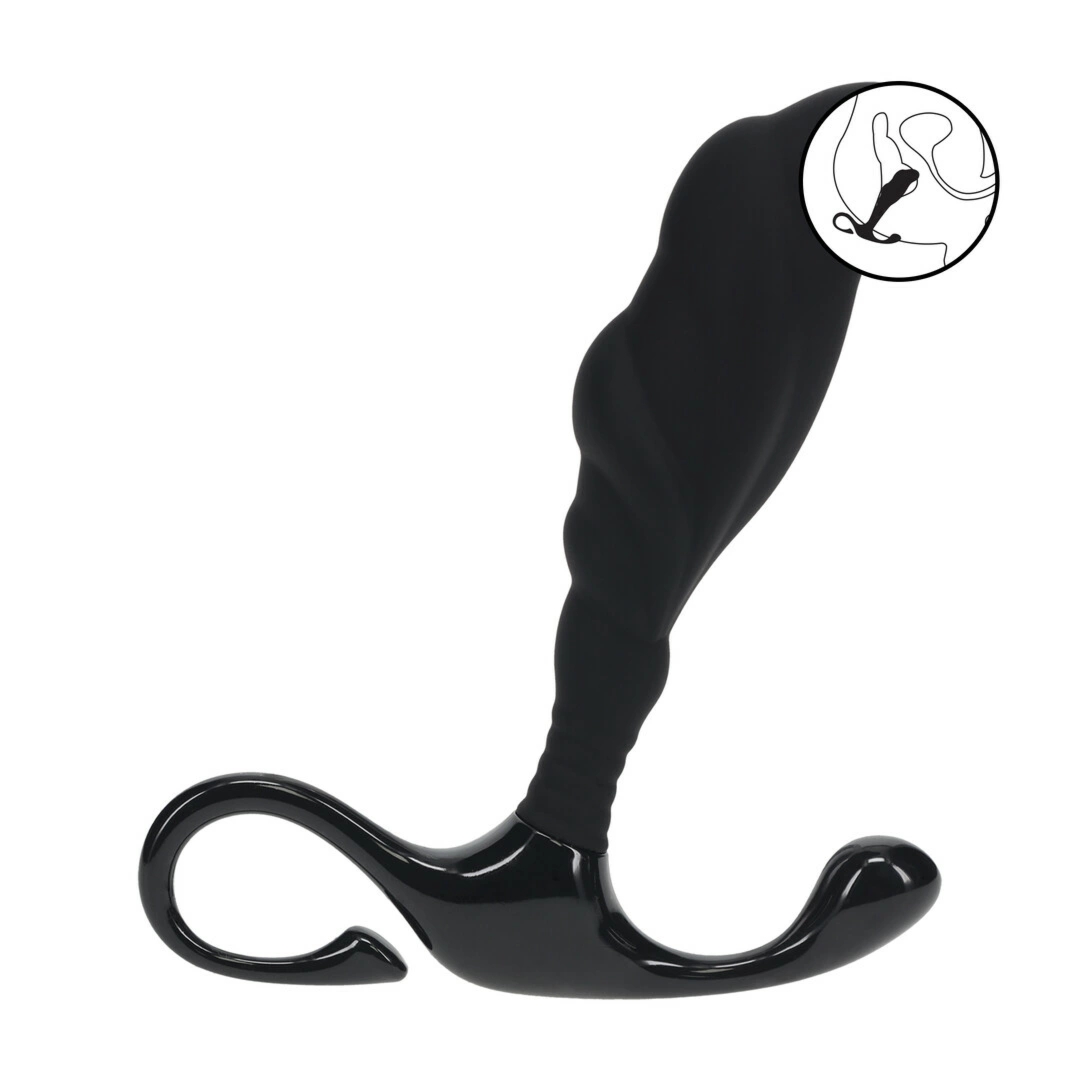 LEVELZ Rippled with Hard Loop silikonowy stymulator prostaty czarny S – anatomiczny model