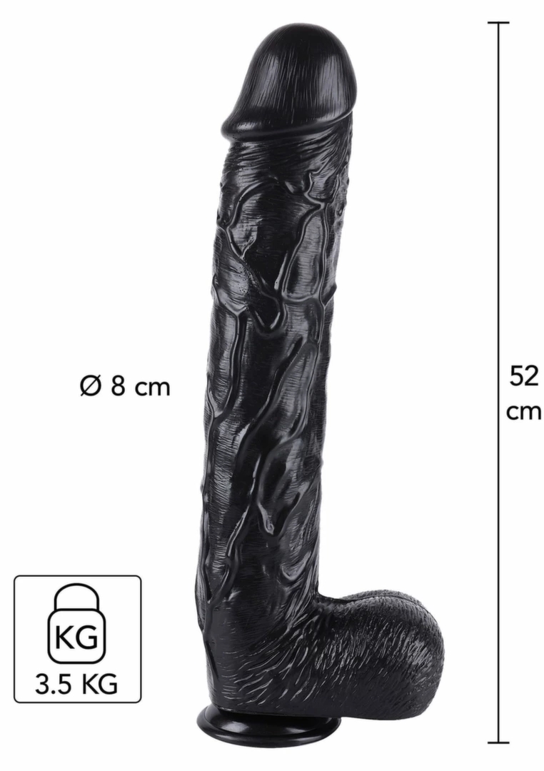 HIDDEN DESIRE Extreme Dong 52 cm czarny model XXL, szeroka podstawa, gładki PVC