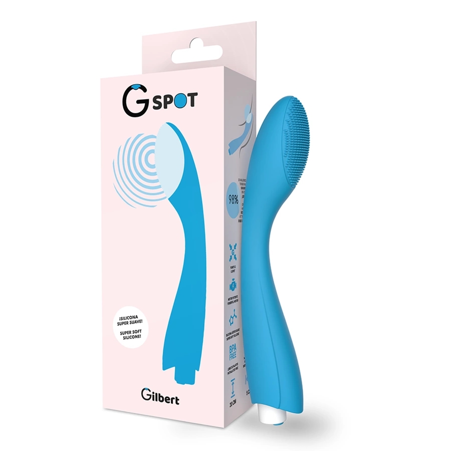 G-SPOT Gylbert Turkusowy – masażer punktu G, silikon medyczny, 10 trybów, IPX6, 200 mm