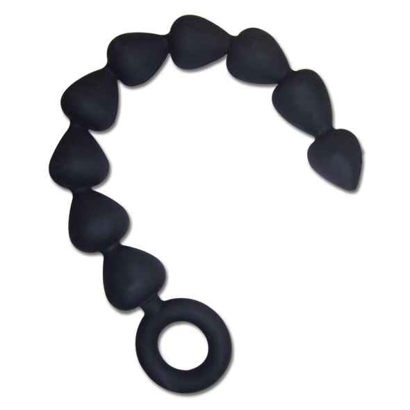 SexShop - Silikonowe kulki analne - S&M Black Silicone Anal Beads