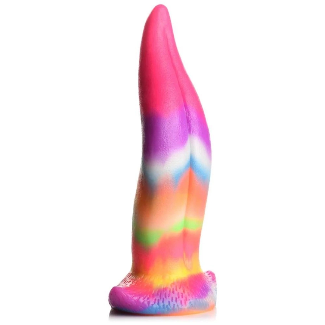 XR Brands Glow-in-the-Dark silikonowy model Fantasy Pony Rainbow 18 cm, świecący, tęczowy