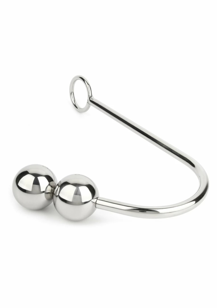 Mr. Steel Anal Hook Double Balls 40+40mm stal nierdzewna, hak anatomiczny z kulami