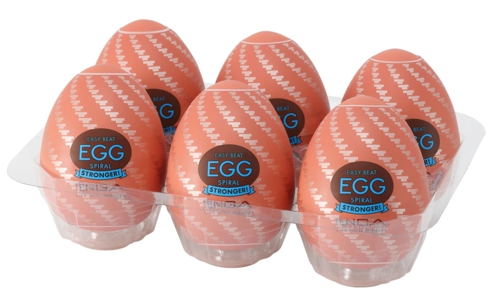Tenga Egg Spiral Stronger zestaw 6 elastycznych nakładek intymnych, spiralna struktura
