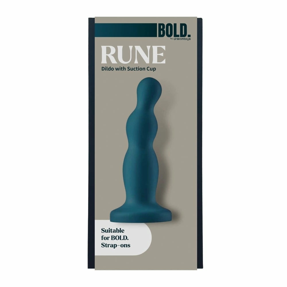 BOLD RUNE silikonowy model z przyssawką 15,5 cm, czarny, segmentowana powierzchnia, IPX7