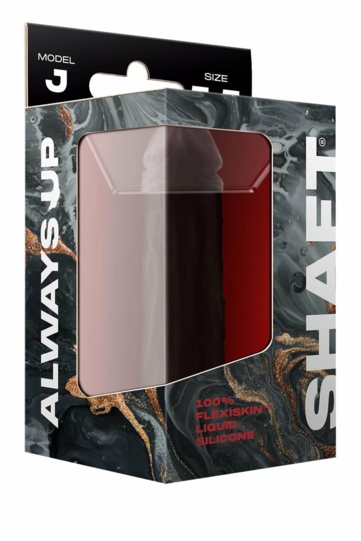 SHAFT Model J 5.5” Liquid Silicone Mahogany – anatomiczny model Flexiskin™, dwuwarstwowy, przyssawka