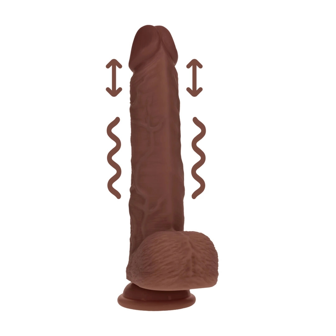 Dual Density Silicone Thrusting 8" Brązowy – model anatomiczny 20,3 cm z wibracjami