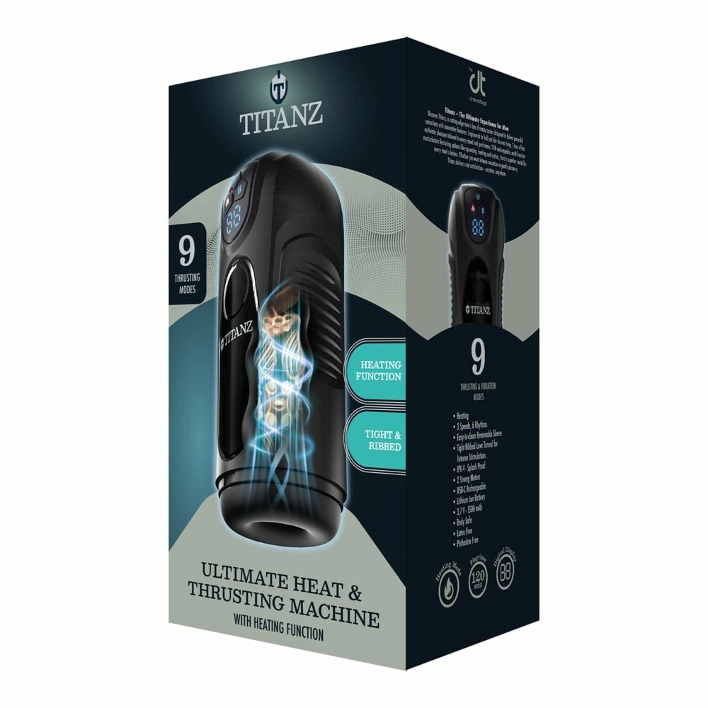 Titanz Ultimate Heat & Thrusting Machine podgrzewana maszyna intymna z 9 trybami ruchu i wibracji