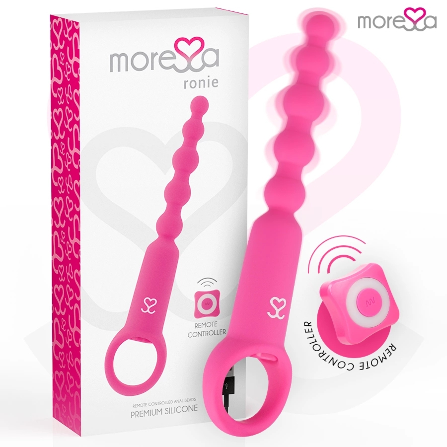 Moressa Ronie Beads różowy – anatomiczny model z pilotem, 7 trybów, silikon medyczny, wodoodporny