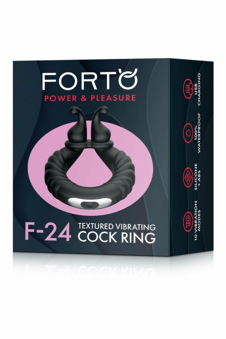 FORTO F-24 Pierścień Wibrujący Czarny, 10 trybów, tekstura, wodoodporny, ładowanie USB