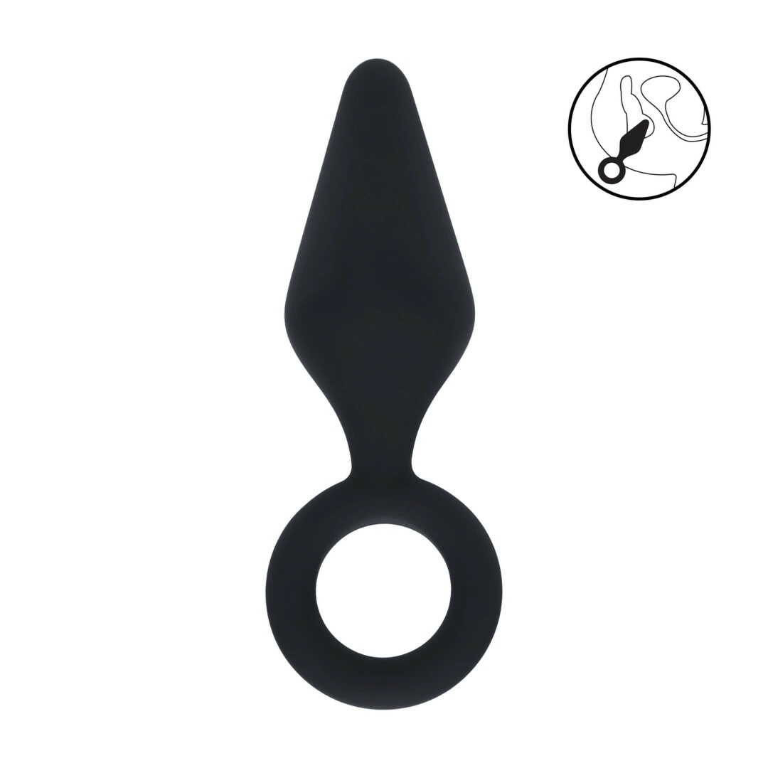 LEVELZ Korek anatomiczny silikonowy z uchwytem S czarny – ergonomiczny model z pętlą