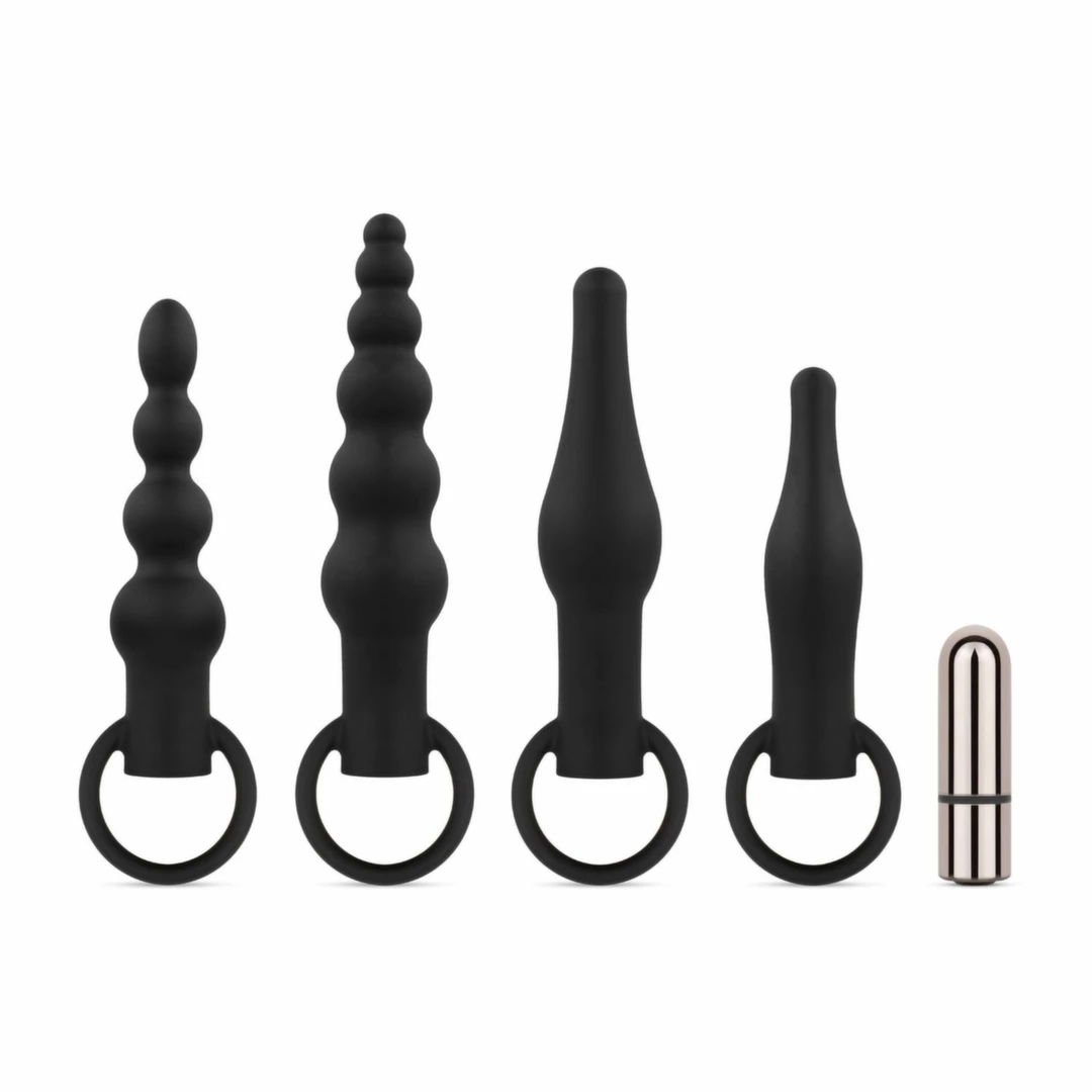 EasyToys Zestaw 4 Wkładek Anatomicznych z Wibratorem USB – czarny, silikonowy komplet