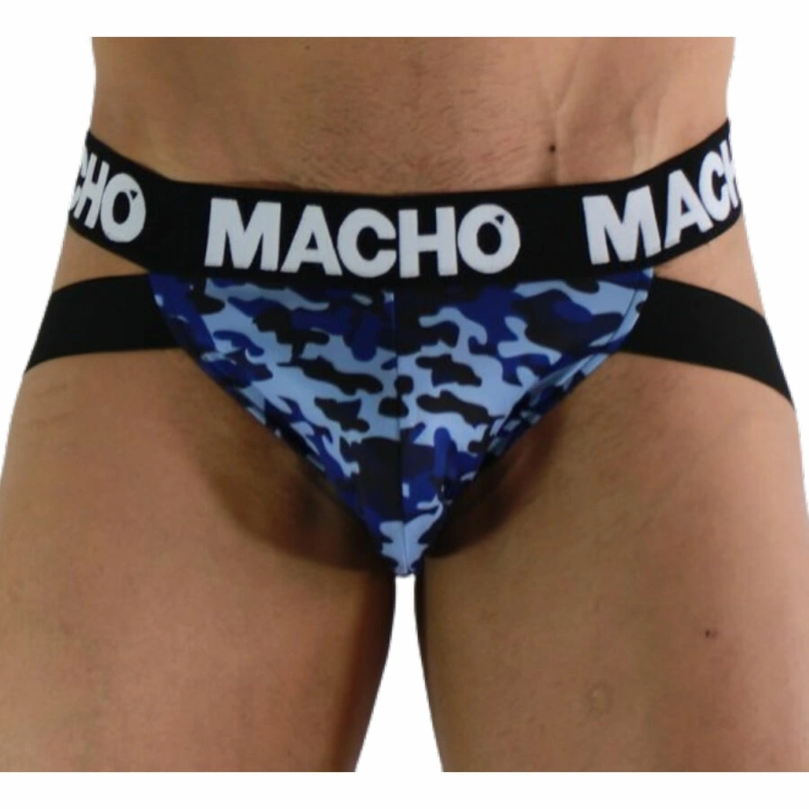 Macho MX28MA Jockstrap Military Blue XL – anatomiczny komfort, podwójne paski, przewiewny